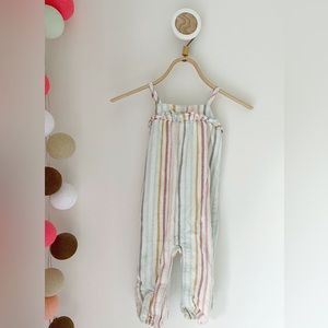Rainbow stripe cotton romper